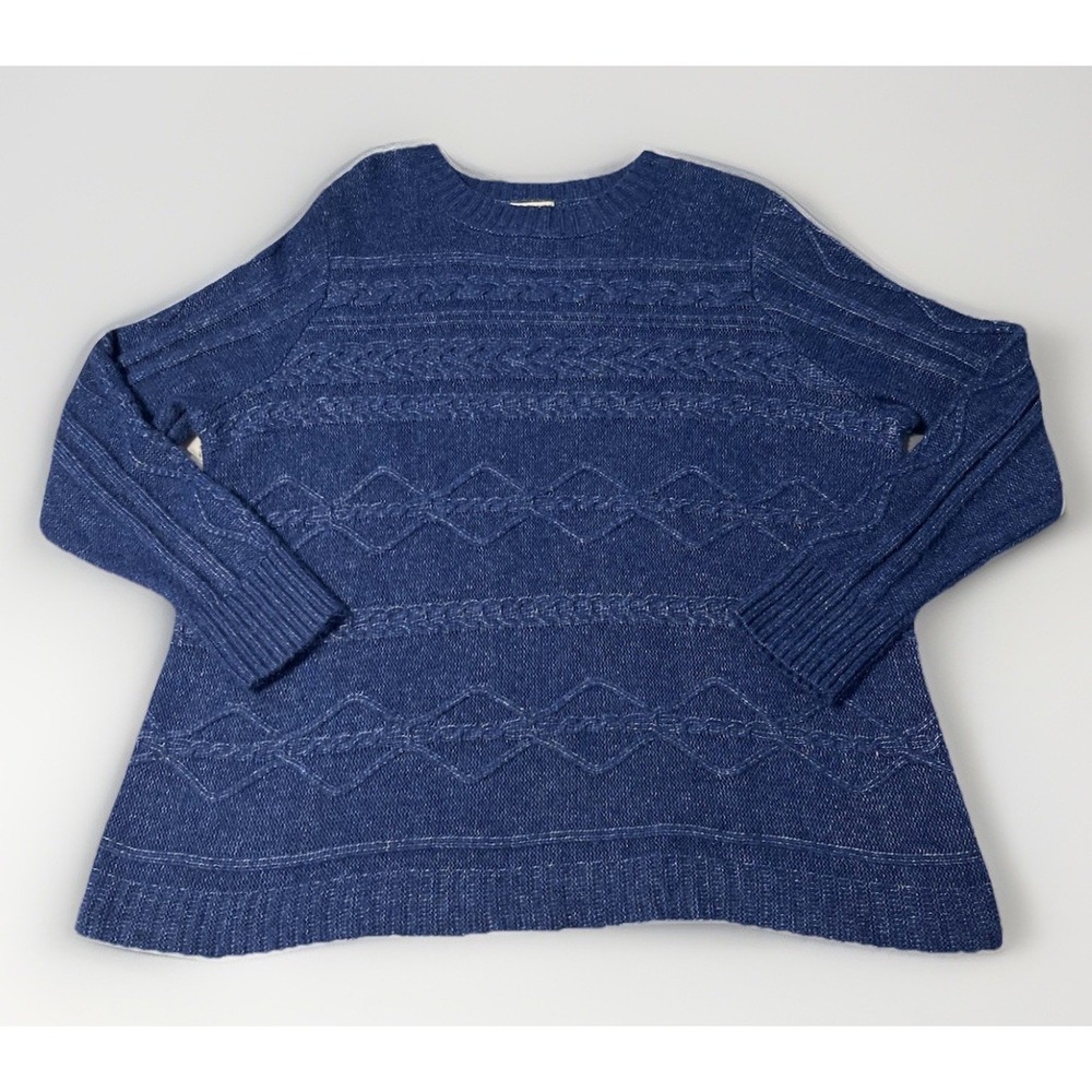 St. John's Bay Cable Knit Blue Fisherman Sweater Womens Size XXL Classic Minimal